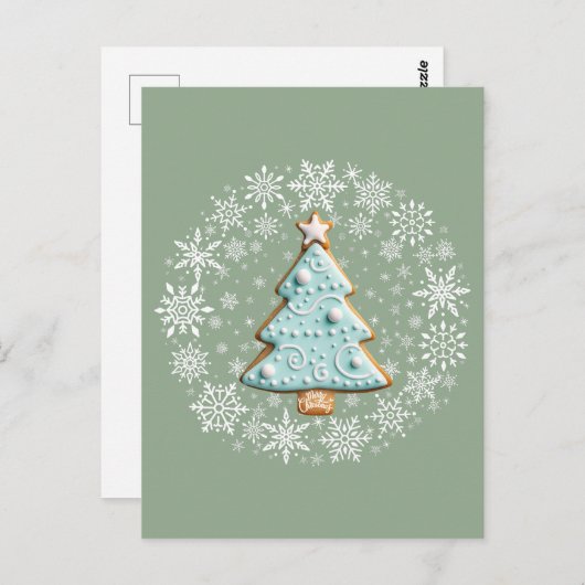 クリスマスツリー白いクリスマス、ジンジャーブレッドクッキー ポストカード (正面/裏面)