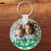 クリスマスツリー白い雪の結晶が世界に喜ぶ キーホルダー (裏面)