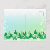 クリスマスツリー白い雪の結晶が世界に喜ぶ シーズンポストカード (裏面)