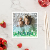 クリスマスツリー白い雪の結晶が世界に喜ぶ スタンダードカクテルナプキン (インサイチュ)