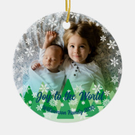 クリスマスツリー白い雪の結晶が世界に喜ぶ セラミックオーナメント