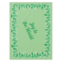 クリスマスツリー白い雪の結晶が世界に喜ぶ テーブルクロス