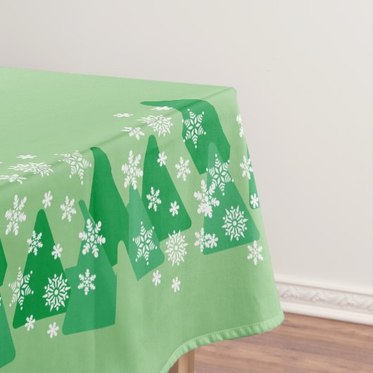 クリスマスツリー白い雪の結晶が世界に喜ぶ テーブルクロス (インサイチュ)
