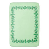 クリスマスツリー白い雪の結晶が世界に喜ぶ バスマット (正面縦)