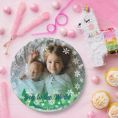 クリスマスツリー白い雪の結晶が世界に喜ぶ ペーパープレート (パーティー)