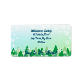 クリスマスツリー白い雪の結晶が世界に喜ぶ ラベル