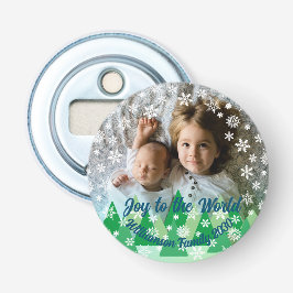 クリスマスツリー白い雪の結晶が世界に喜ぶ 栓抜き