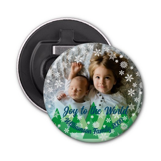 クリスマスツリー白い雪の結晶が世界に喜ぶ 栓抜き (正面)