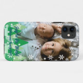 クリスマスツリー白い雪の結晶が世界に喜ぶ Case-Mate iPhoneケース (裏面(横))