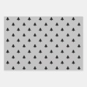 クリスマスツリー白黒グレーのミニマリスト ラッピングペーパーシート (正面2)