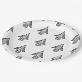 クリスマスツリー白黒スケッチパターン ペーパープレート (アングル)