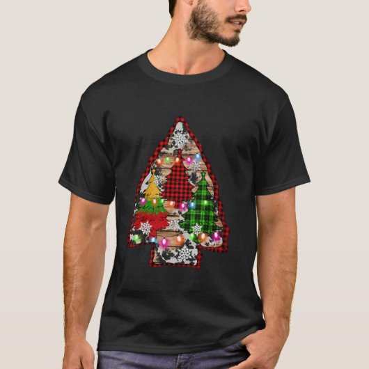クリスマスツリー矢印クリスマスライトコーウィドバフ Tシャツ (正面)