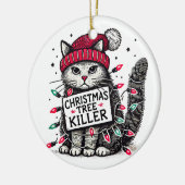 クリスマスツリー破壊猫 セラミックオーナメント (左)