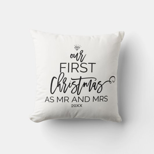 クリスマスツリー私たちの初めてのクリスマスはミスターとミセス。 クッション (正面)