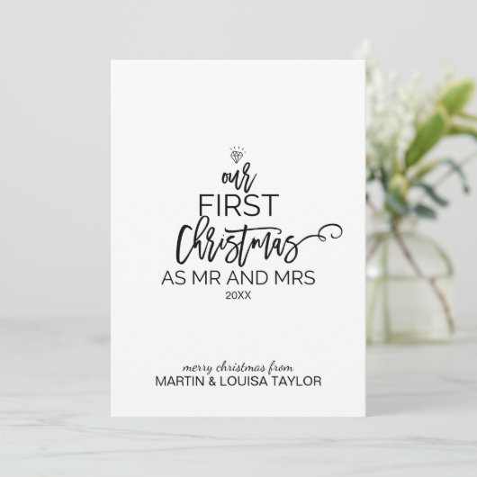 クリスマスツリー私たちの初めてのクリスマスはミスターとミセス。 シーズンカード (スタンド正面)