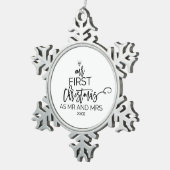 クリスマスツリー私たちの初めてのクリスマスはミスターとミセス。 スノーフレークピューターオーナメント (右)