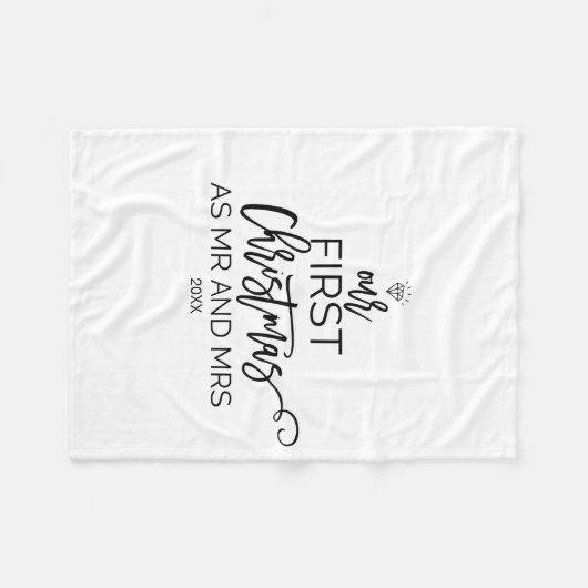 クリスマスツリー私たちの初めてのクリスマスはミスターとミセス。 フリースブランケット (正面(横))