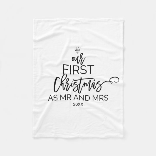 クリスマスツリー私たちの初めてのクリスマスはミスターとミセス。 フリースブランケット (正面)