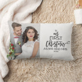 クリスマスツリー私たちの初めてのクリスマスはミスターとミセス。 ランバークッション (ブランケット)