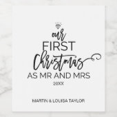 クリスマスツリー私たちの初めてのクリスマスはミスターとミセス。 ワインラベル (シングルラベル)