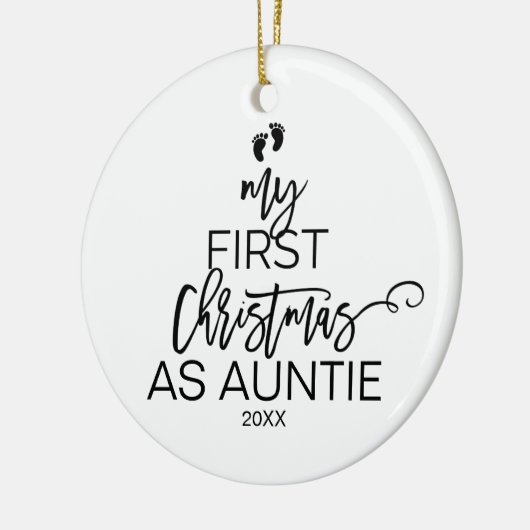 クリスマスツリー私の初めてのクリスマスを叔母として セラミックオーナメント (左)