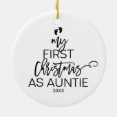 クリスマスツリー私の初めてのクリスマスを叔母として セラミックオーナメント (裏面)
