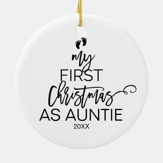 クリスマスツリー私の初めてのクリスマスを叔母として セラミックオーナメント (裏面)
