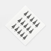 クリスマスツリー紙ナプキンス，ブラック&ホワイト スタンダードランチョンナプキン (角)