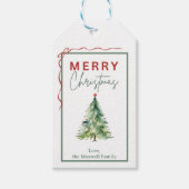 クリスマスツリー素朴グリーンプレイドギフトラベル ギフトタグ (正面)