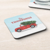 クリスマスツリー素朴トラックパーソナライズされたヴィンテージ コースター (左側)