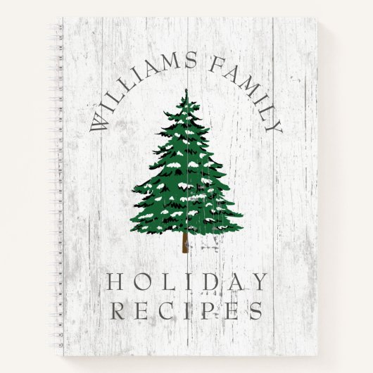 クリスマスツリー素朴風化ウッドファミリーレシピ ノートブック (正面)