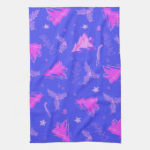 クリスマスツリー紫とピンクのティータオル キッチンタオル (縦)