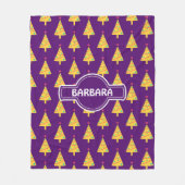 クリスマスツリー紫の黄色のパタミニマルーン フリースブランケット (正面)