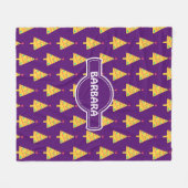 クリスマスツリー紫の黄色のパタミニマルーン フリースブランケット (正面(横))