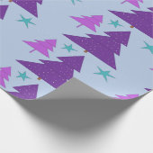 クリスマスツリー紫色のデジタル ラッピングペーパー (角)