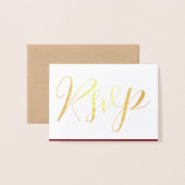 クリスマスツリー結婚したRSVPのシーズン 箔カード (封筒付き正面)