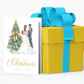 クリスマスツリー結婚のカップル私たちの初めてのクリスマス カード