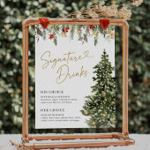 クリスマスツリー結婚ライトの特徴的なドリンクの看板 ポスター