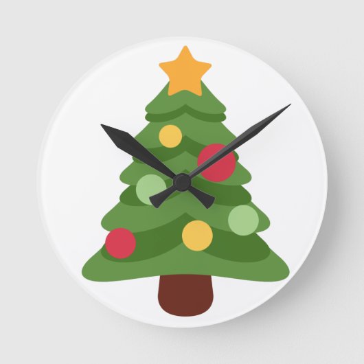 クリスマスツリー絵文字 ラウンド壁時計 (正面)