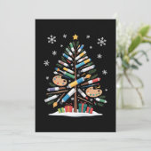 クリスマスツリー絵筆パレットアーティスト クリスマス 招待状 (スタンド正面)
