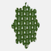 クリスマスツリー緑と白あなたのロゴパターン オーナメントカード (右)