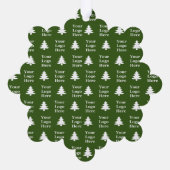 クリスマスツリー緑と白あなたのロゴパターン オーナメントカード (裏面)