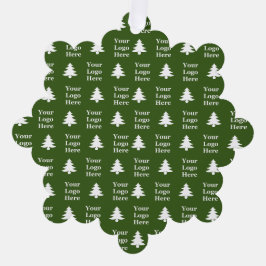 クリスマスツリー緑と白あなたのロゴパターン オーナメントカード