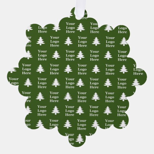 クリスマスツリー緑と白あなたのロゴパターン オーナメントカード (正面)
