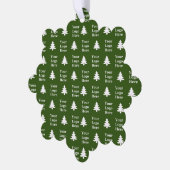 クリスマスツリー緑と白あなたのロゴパターン オーナメントカード (左)