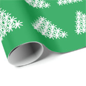 クリスマスツリー緑の白い雪の星雪の結晶 ラッピングペーパー (ロールコーナー)