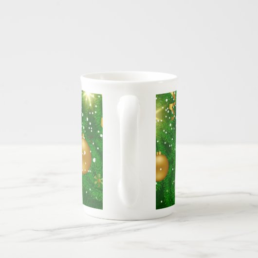 クリスマスツリー背景デザイン-67181 ボーンチャイナマグカップ (裏面)