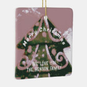 クリスマスツリー芸術的グリーンピンクファミリー セラミックオーナメント (右)