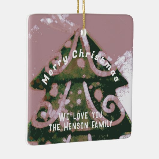 クリスマスツリー芸術的グリーンピンクファミリー セラミックオーナメント (右)