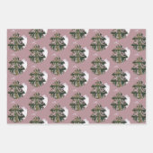 クリスマスツリー芸術的グリーンピンクメリースクリプト ラッピングペーパーシート (正面2)
